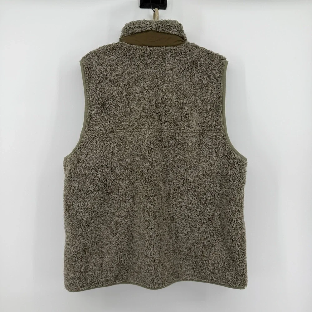 LL Bean Mens Large Mountain Classic Hi-Pile Sherpa Fleece Vest Olive Green 50826
